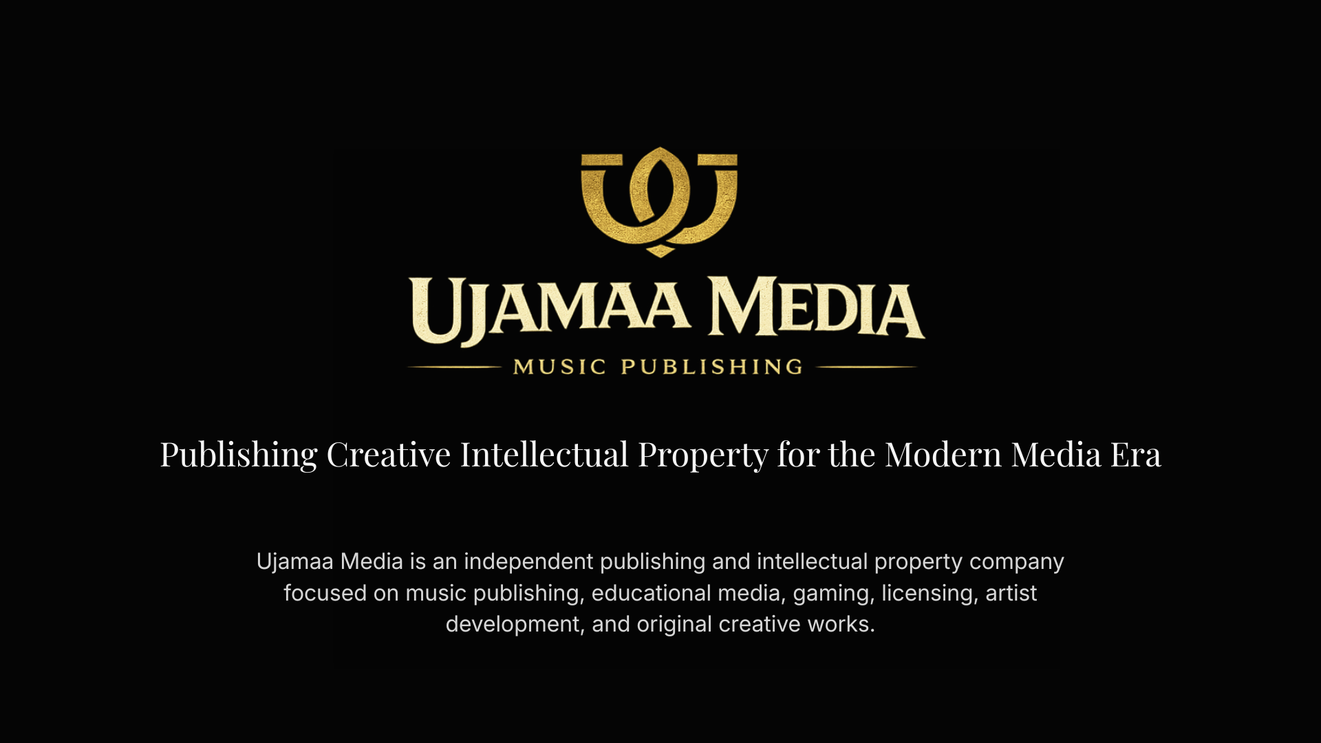 Ujamaa Media pre-launch publishing and intellectual property company page