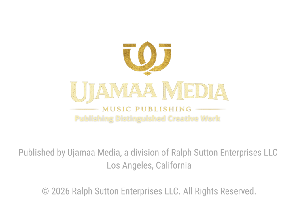 Ujamaa Media publishing imprint footer logo with “Publishing Distinguished Creative Work” branding by Ralph Sutton Enterprises LLC